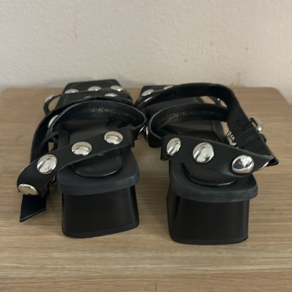 Zara EUC Block Heel Leatherwith Metal Stud Sandals - Picture 4 of 13